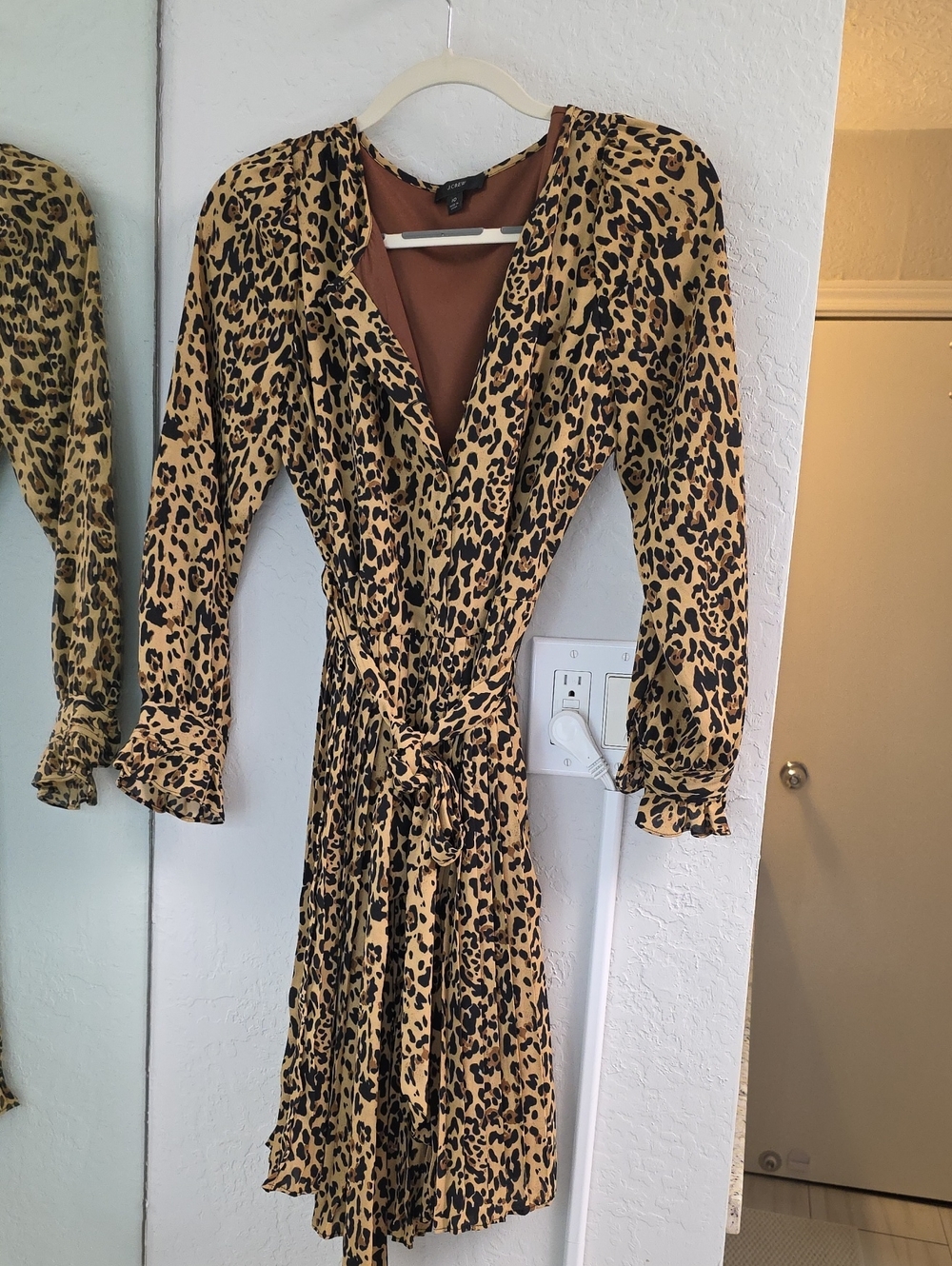 Leopard Print Wrap Midi Dress - Mustard Black